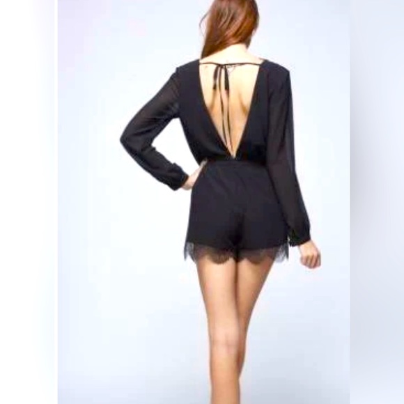 Black Lace Romper By Hommage - Size Small - Picture 2 of 5